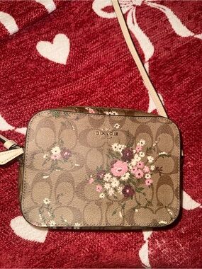Authentic Coach Signature Floral Crossbody in Brown and Pink